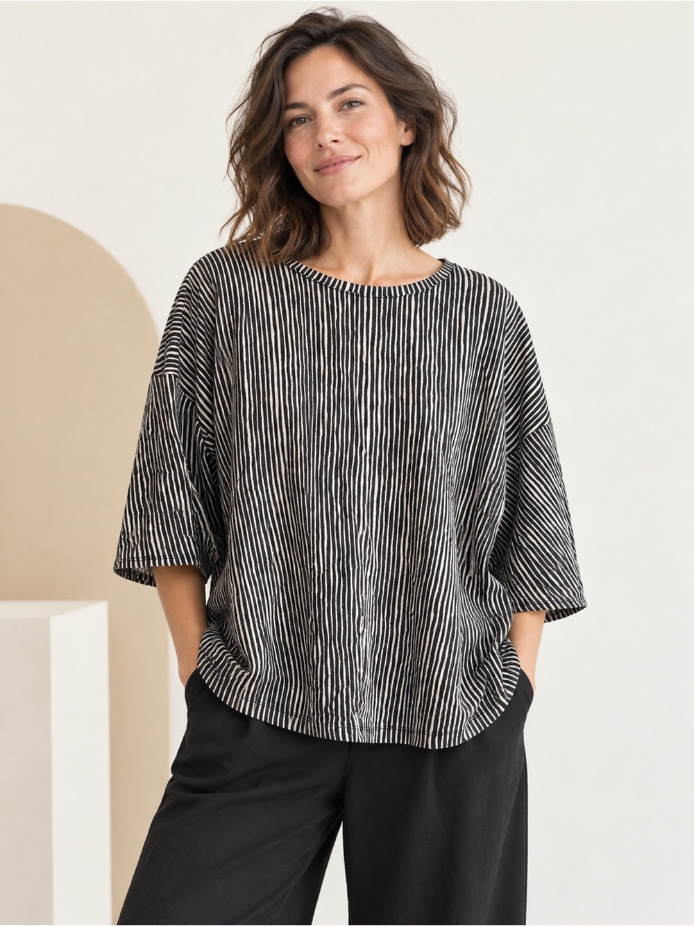 Marimekko Saima Varvunraita Striped Bell Sleeve Top Size L
